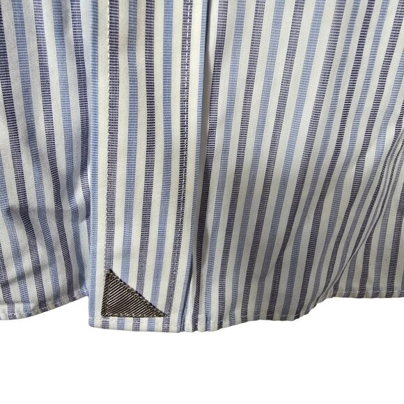 UNTUCKit Button Down Dress Shirt XL Men's White Blue Gray Striped Long Sleeve - Picture 6 of 6